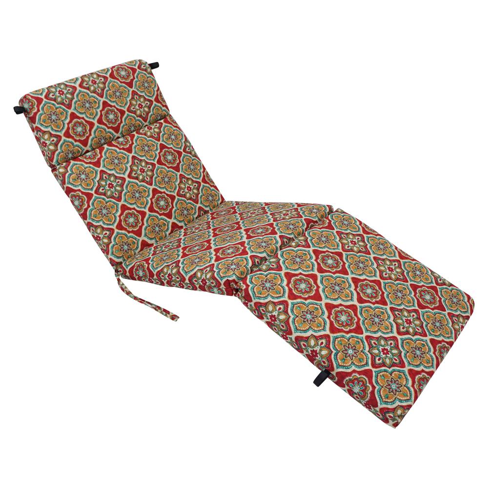 72-inch by 24-inch Patterned Polyester Outdoor Chaise Lounge Cushion 93475-REO-63. Picture 1