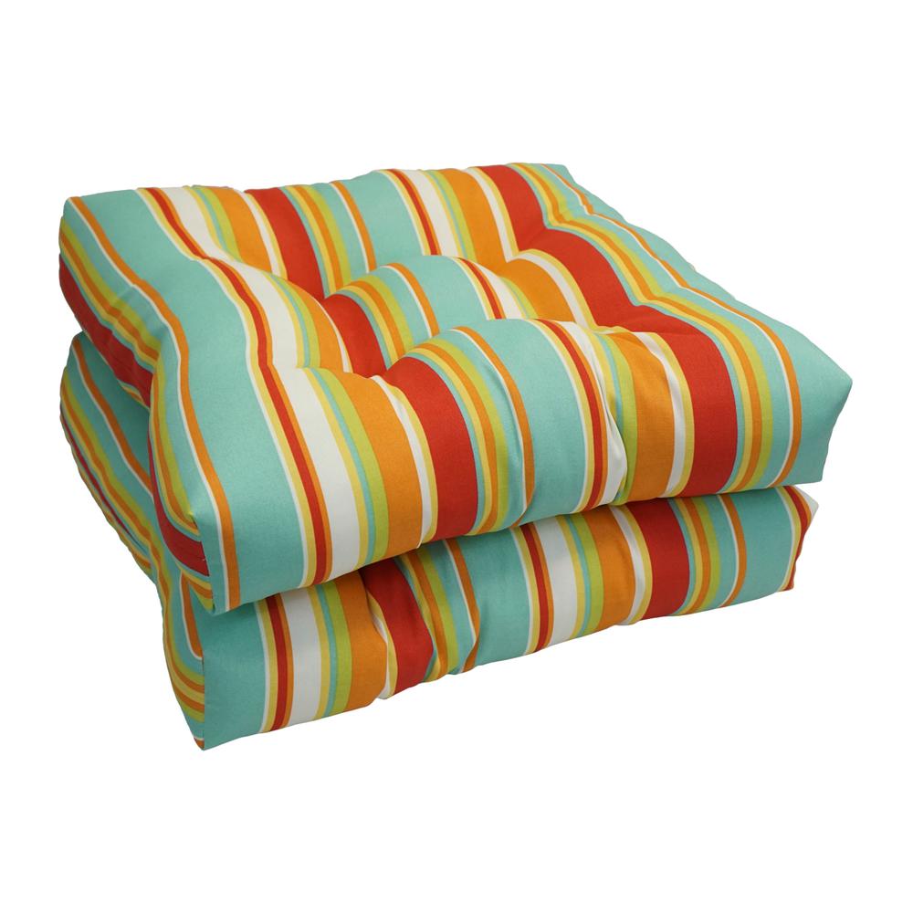 19-inch Squared Patterned Spun Polyester Tufted Dining Chair Cushions (Set of 2)  94005-2CH-JO16-15. Picture 1