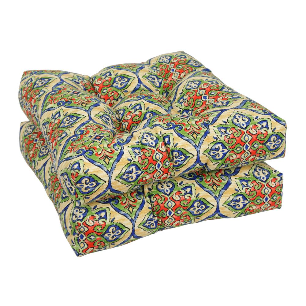 19-inch Squared Polyester Outdoor Tufted Dining Chair Cushions (Set of 2) 94005-2CH-OD-189. Picture 1