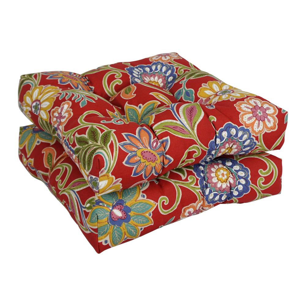 19-inch Squared Patterned Spun Polyester Tufted Dining Chair Cushions (Set of 2) 94005-2CH-REO-40. Picture 1