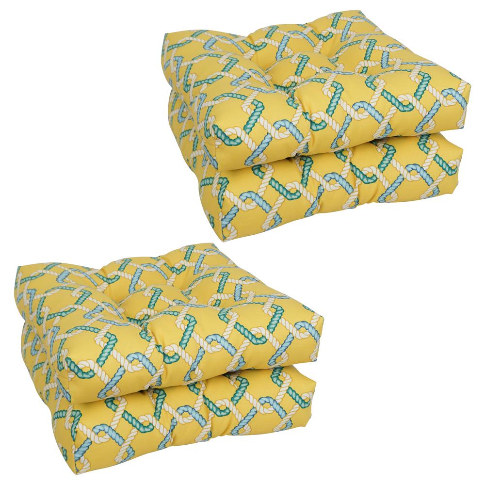 19-inch Squared Polyester Outdoor Tufted Dining Chair Cushions (Set of 4) 94005-4CH-OD-105. Picture 1