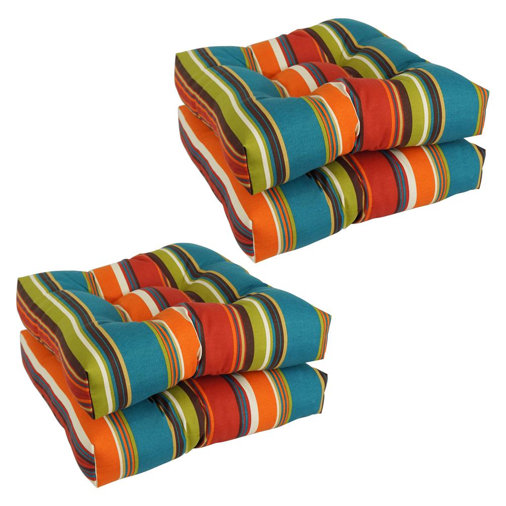19-inch Squared Patterned Spun Polyester Tufted Dining Chair Cushions (Set of 4)  94005-4CH-REO-51. Picture 1