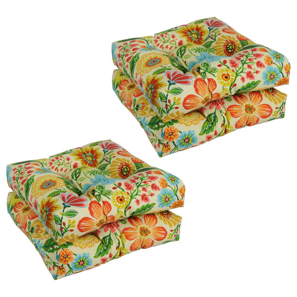 19-inch Squared Patterned Spun Polyester Tufted Dining Chair Cushions (Set of 4)  94005-4CH-REO-60. Picture 1