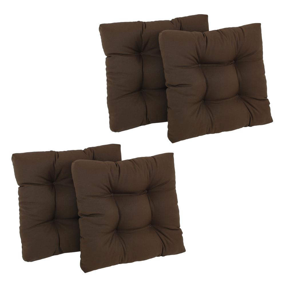 19-inch Squared Twill Tufted Dining Chair Cushions (Set of 4), Chocolate. Picture 1