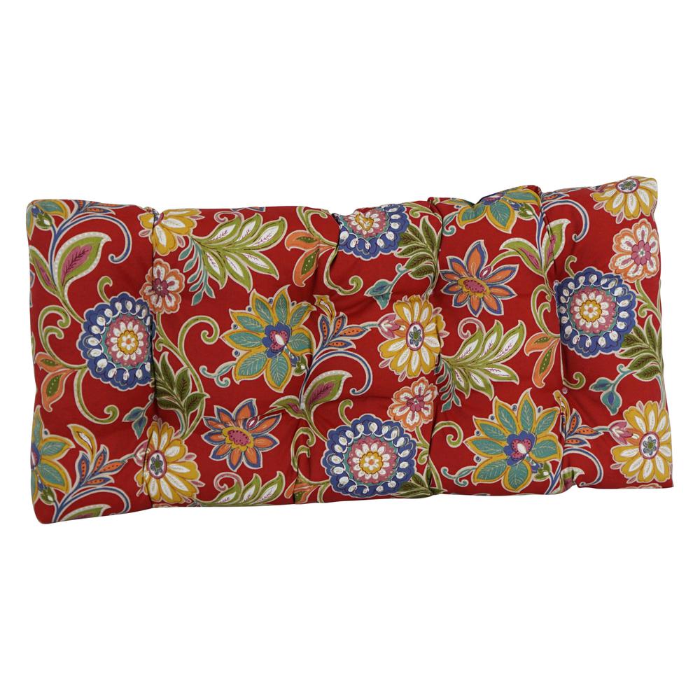 42-inch by 19-inch Squared Patterned Spun Polyester Tufted Loveseat Cushion  94006-LS-REO-40. Picture 2