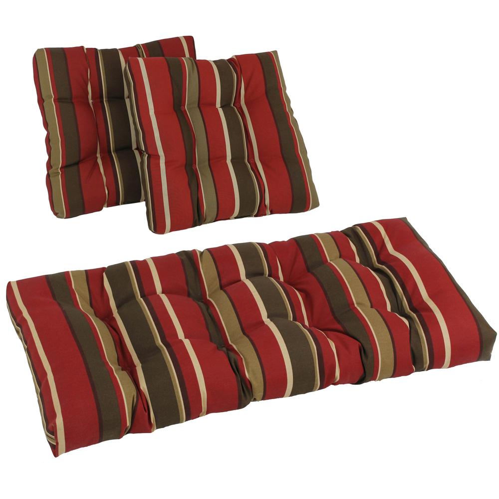 Square Spun Polyester Outdoor Tufted Settee Cushions (Set of 3). Picture 1