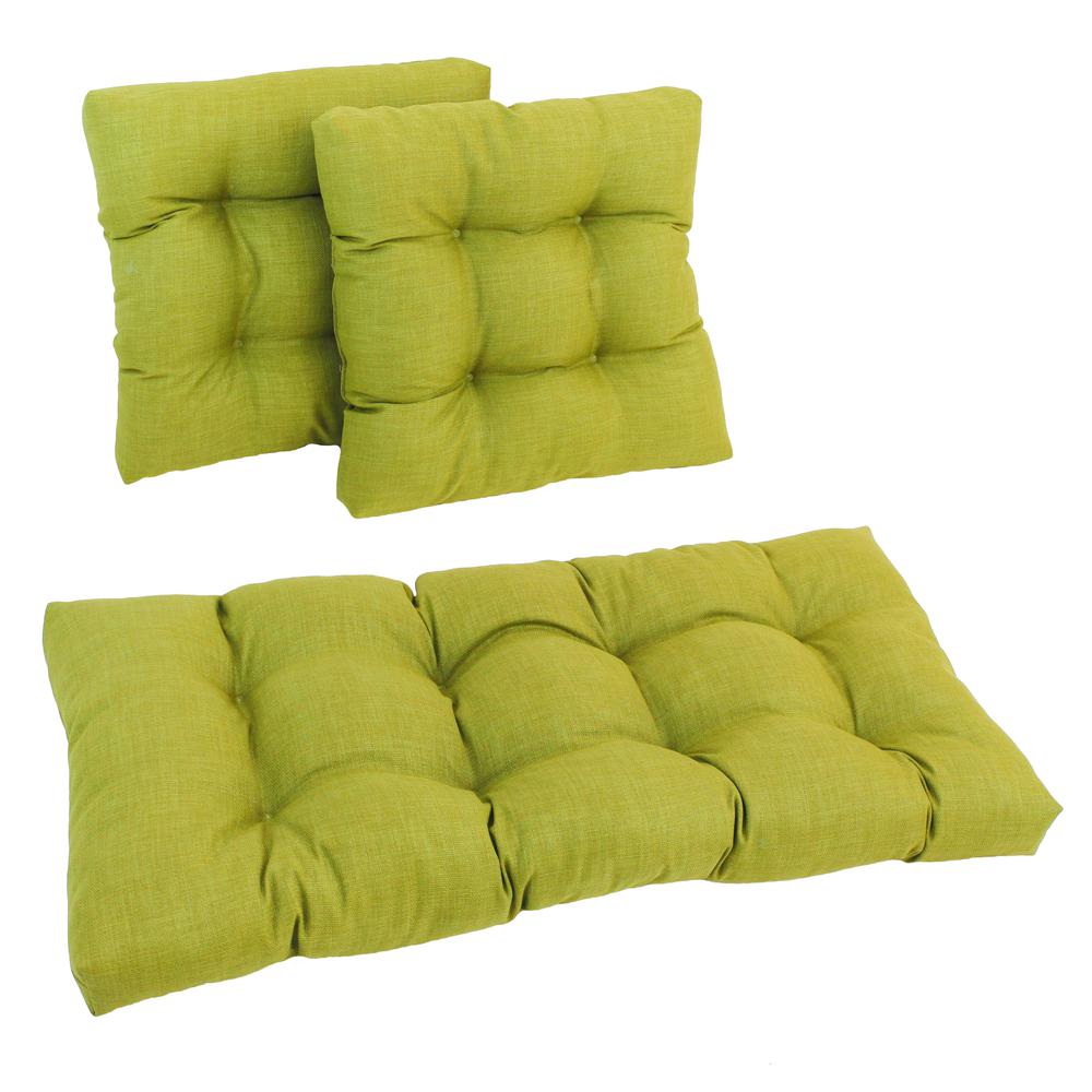 Square Spun Polyester Outdoor Tufted Settee Cushions (Set of 3). Picture 1