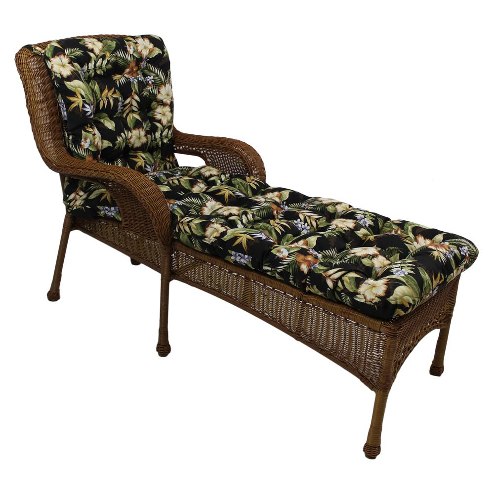74-inch by 19-inch Squarded Outdoor Spun Polyester Tufted Chaise Lounge Cushion. The main picture.