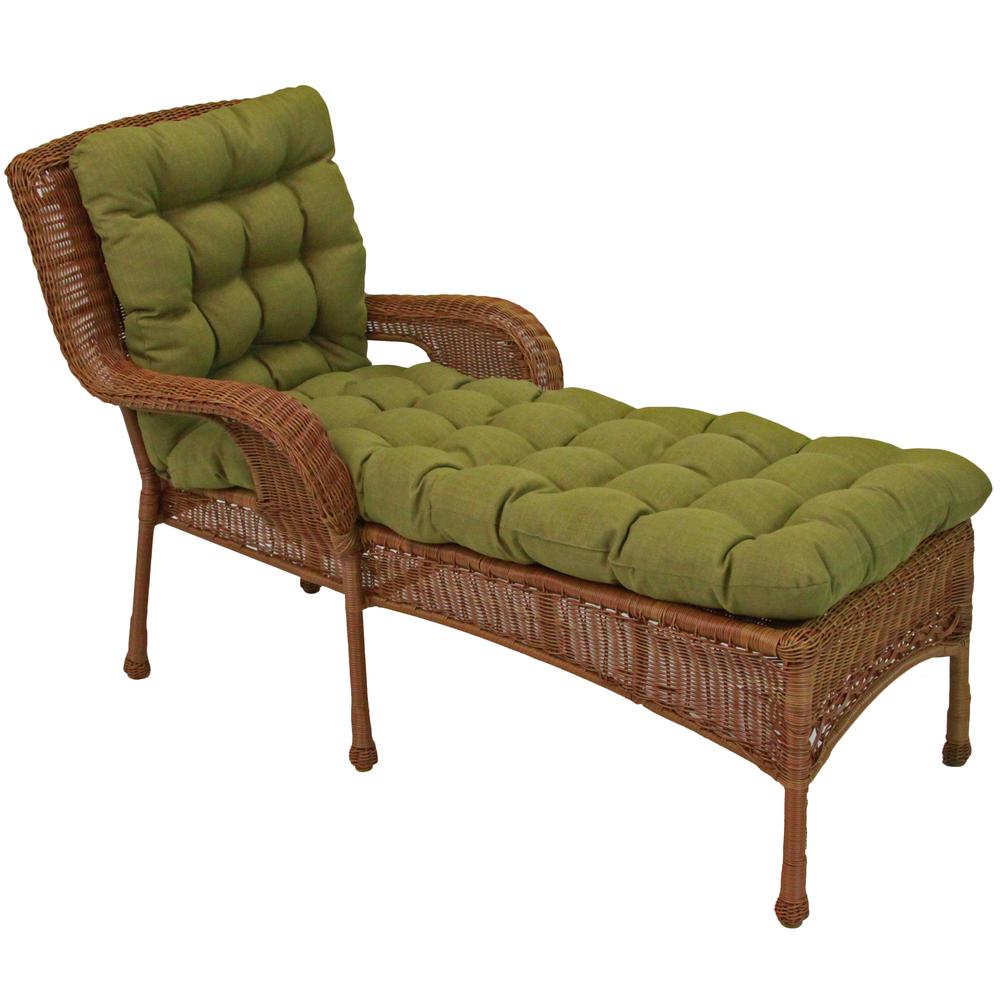 74-inch by 19-inch Squarded Outdoor Spun Polyester Tufted Chaise Lounge Cushion. The main picture.