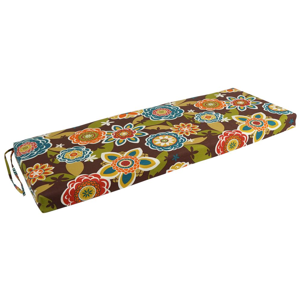 54-inch by 19-inch Patterned Outdoor Spun Polyester Bench Cushion 954X19-REO-50. Picture 1