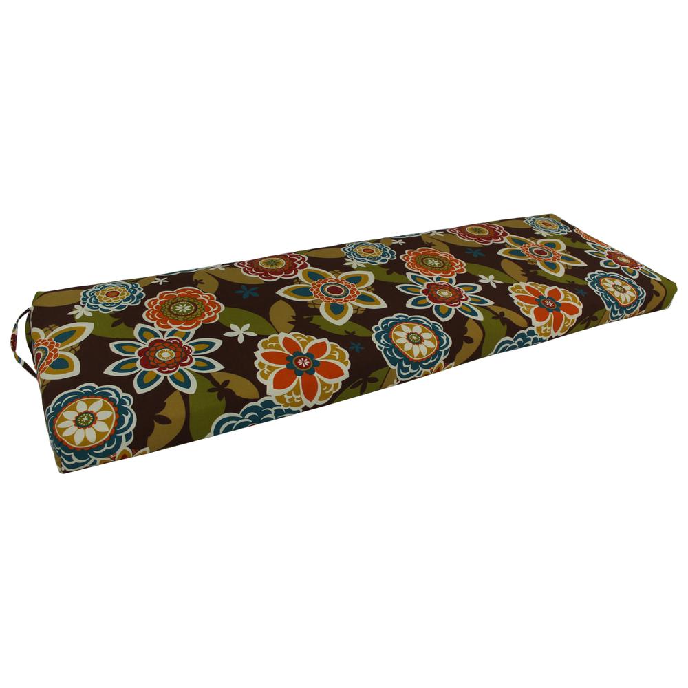 63-inch by 19-inch Patterned Outdoor Spun Polyester Bench Cushion. Picture 1