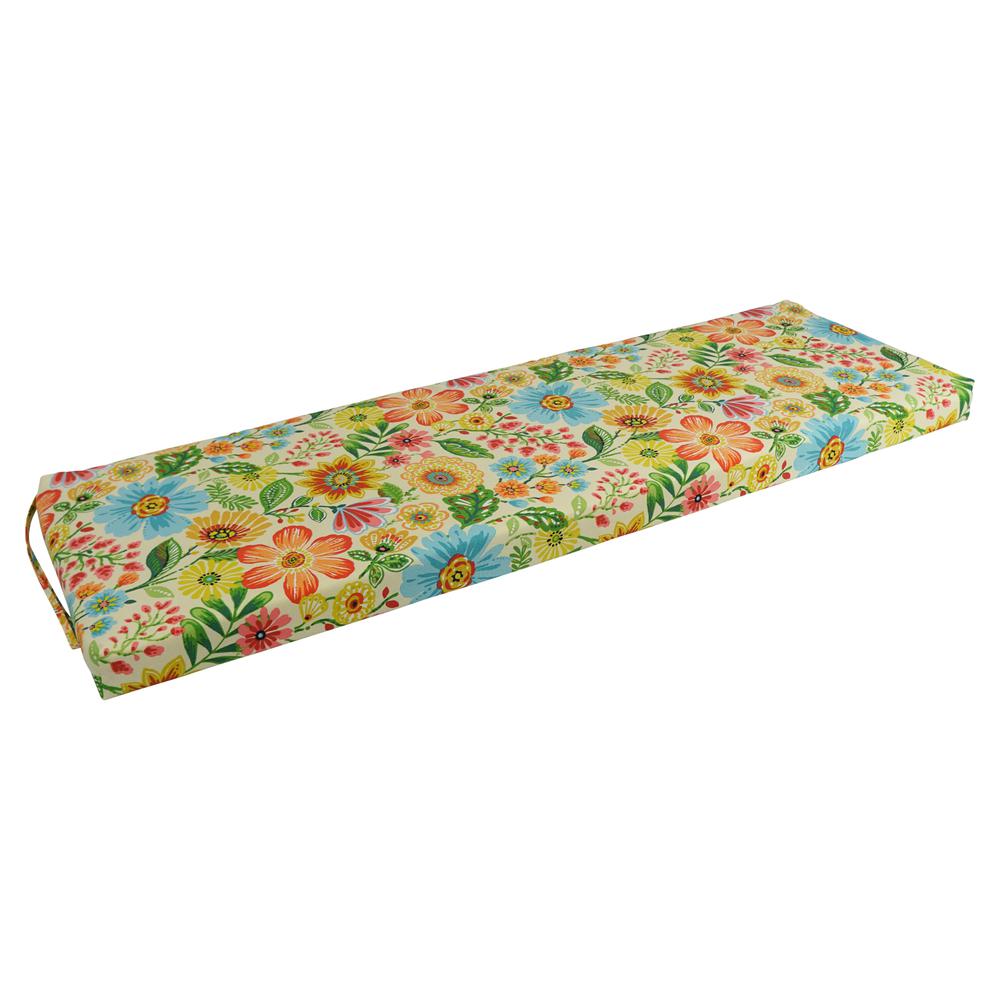 63-inch by 19-inch Patterned Outdoor Spun Polyester Bench Cushion  963X19-REO-60. Picture 1