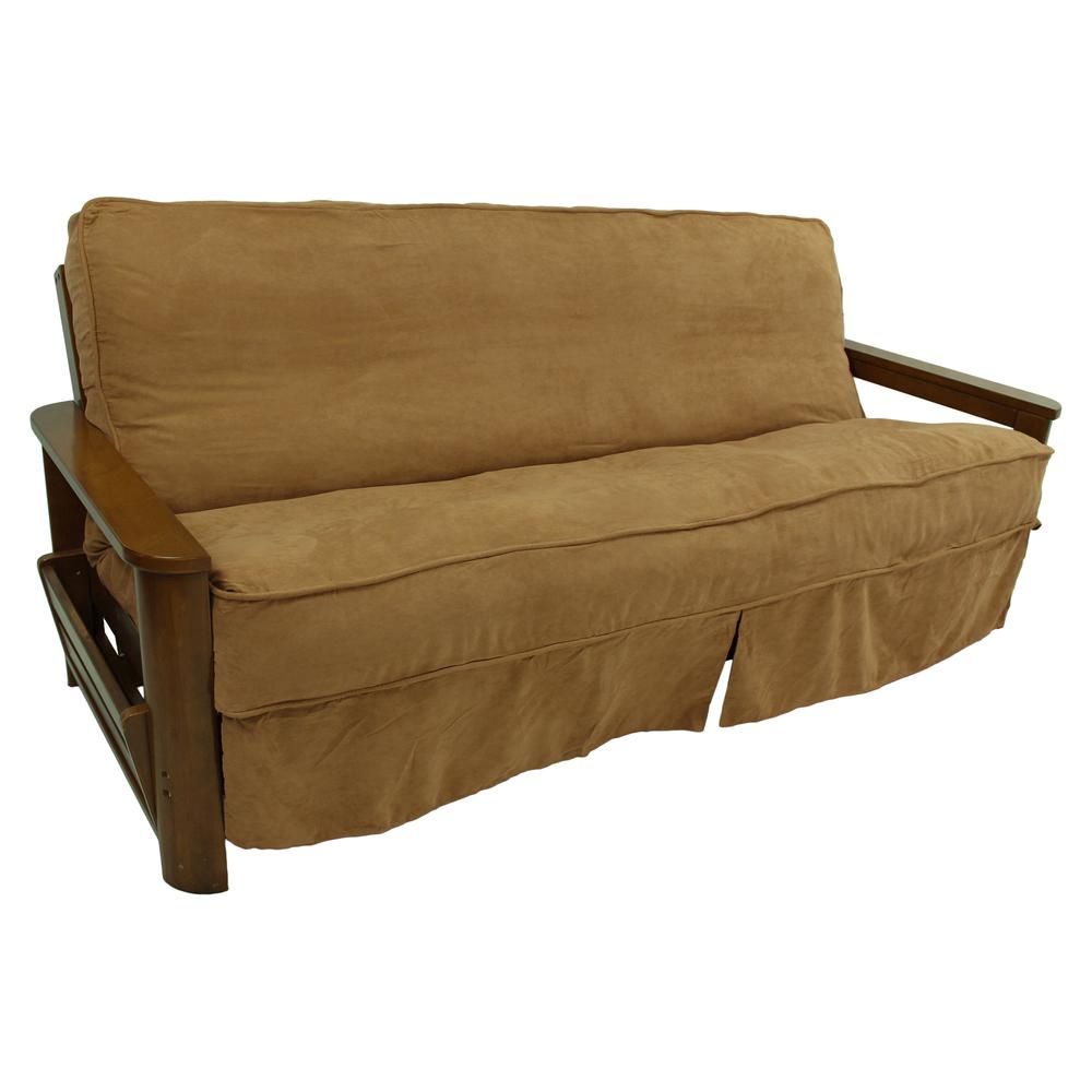 Solid Microsuede Double Corded 8 to 9-inch Full Futon Slipcover. Picture 1