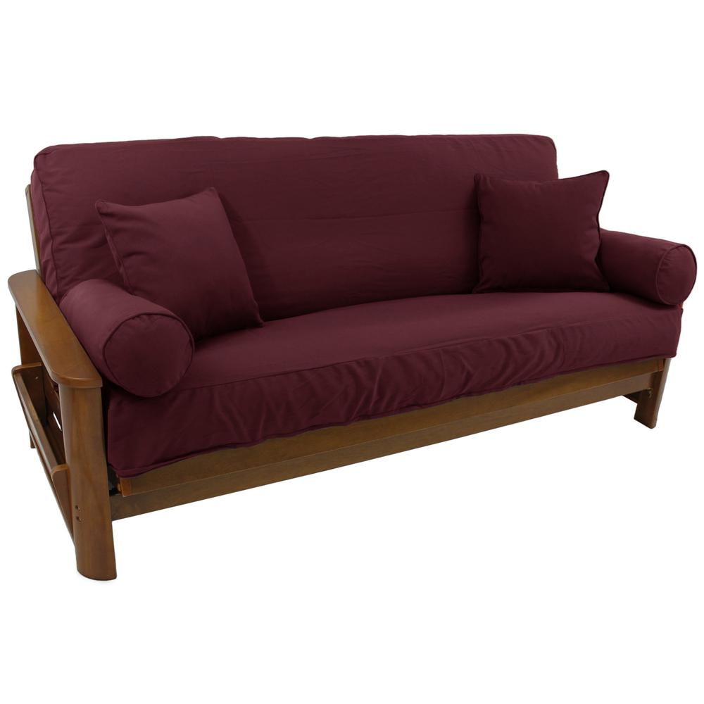 Set of 5 Full Futon Cover Set w/Two 18 inch Pillows and Two Bolsters (Twill Fabric)  9680-CD-TW-BG. Picture 1