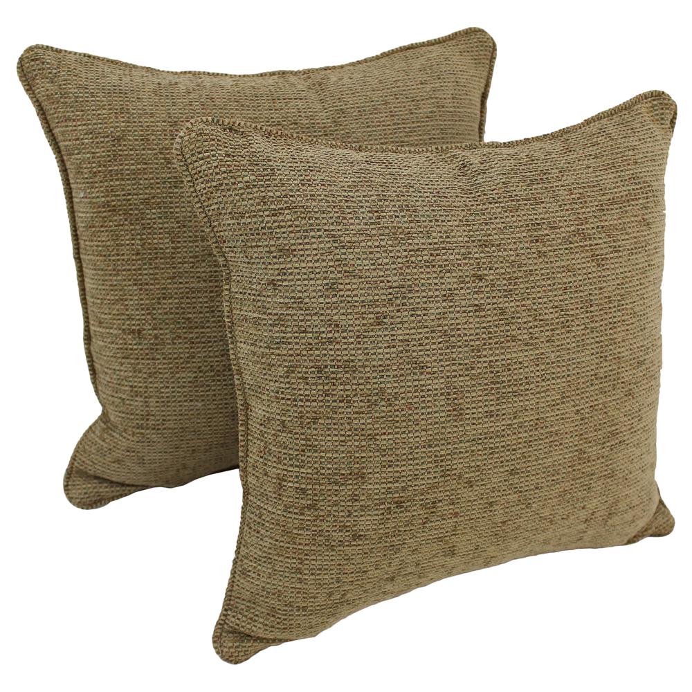 18-inch Double-corded Patterned Jacquard Chenille Square Throw Pillows with Inserts (Set of 2)  9810-CD-S2-JCH-CO-12. Picture 1