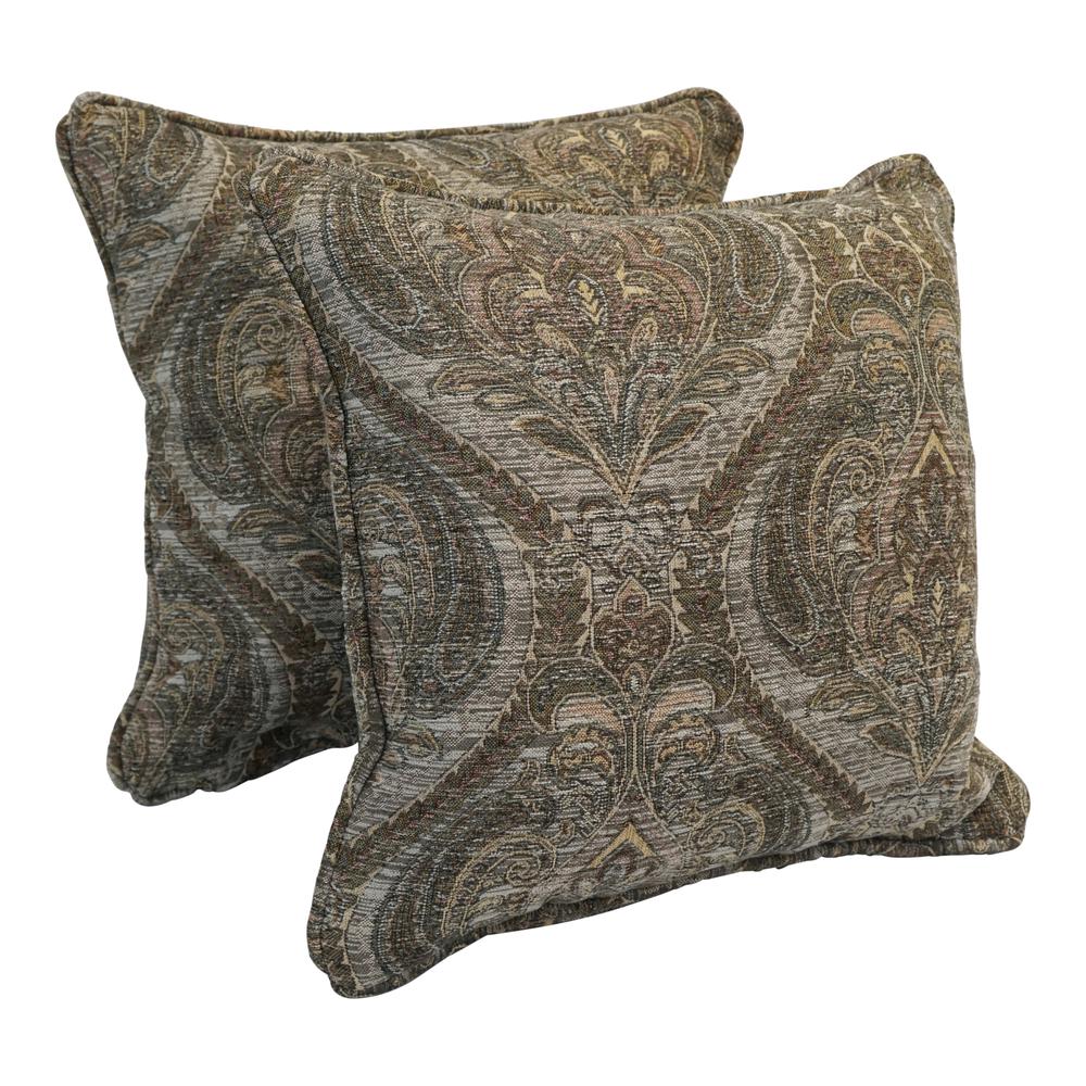 18-inch Double-corded Patterned Jacquard Chenille Square Throw Pillows with Inserts (Set of 2)  9810-CD-S2-JCH-CO-40. Picture 1