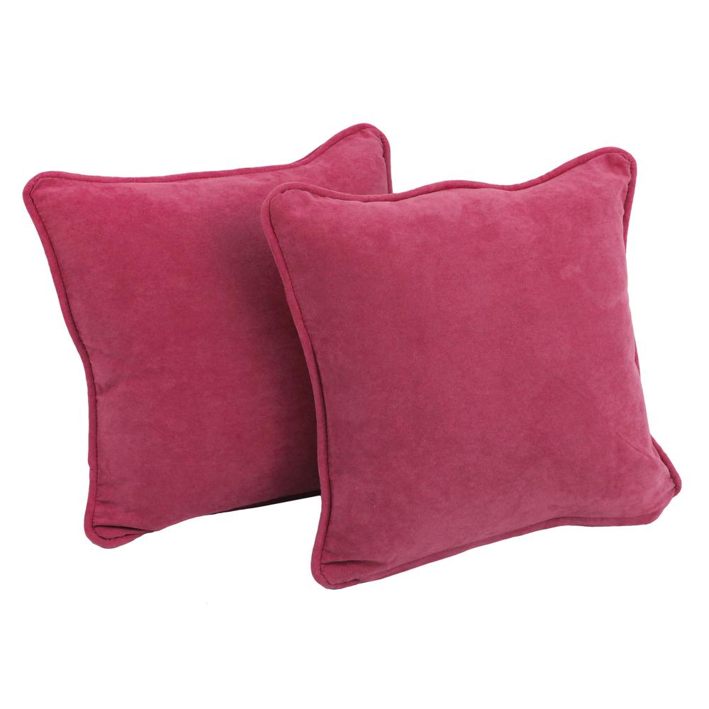 18-inch Double-corded Solid Microsuede Square Throw Pillows with Inserts (Set of 2), Bery Berry. Picture 1