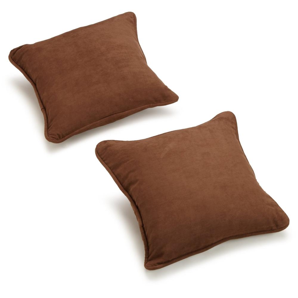 18-inch Double-corded Solid Microsuede Square Throw Pillows with Inserts (Set of 2). Picture 2