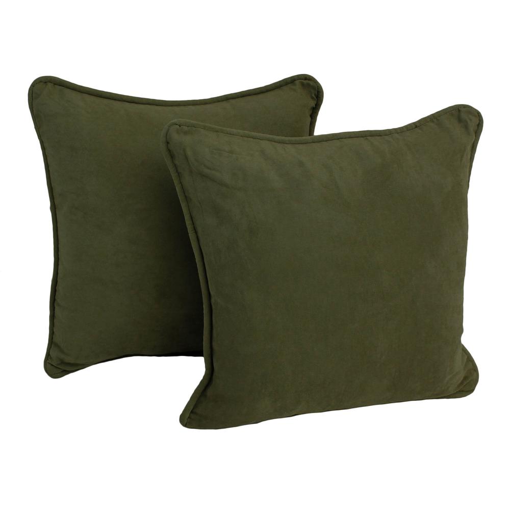 18-inch Double-corded Solid Microsuede Square Throw Pillows with Inserts (Set of 2), Hunter Green. Picture 1
