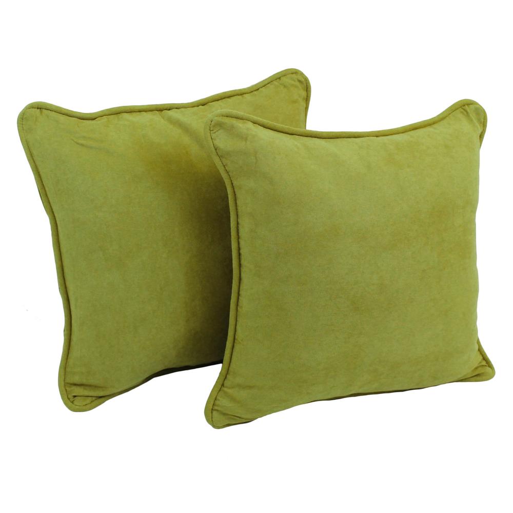18-inch Double-corded Solid Microsuede Square Throw Pillows with Inserts (Set of 2), Mojito Lime. Picture 1
