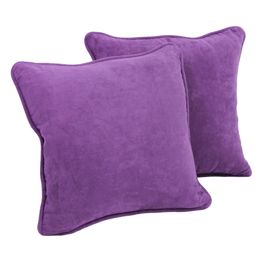 18-inch Double-corded Solid Microsuede Square Throw Pillows with Inserts (Set of 2), Ultra Violet. Picture 1