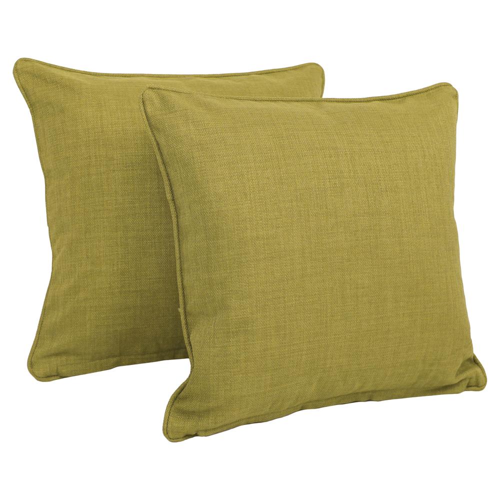 18-inch Double-corded Solid Outdoor Spun Polyester Square Throw Pillows with Inserts (Set of 2), Avocado. Picture 1
