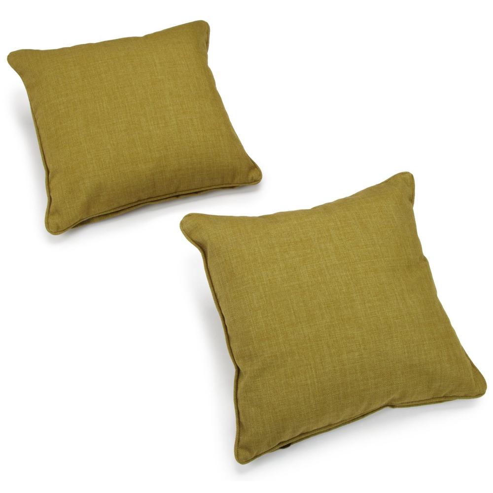 18-inch Double-corded Solid Outdoor Spun Polyester Square Throw Pillows with Inserts (Set of 2), Avocado. Picture 2