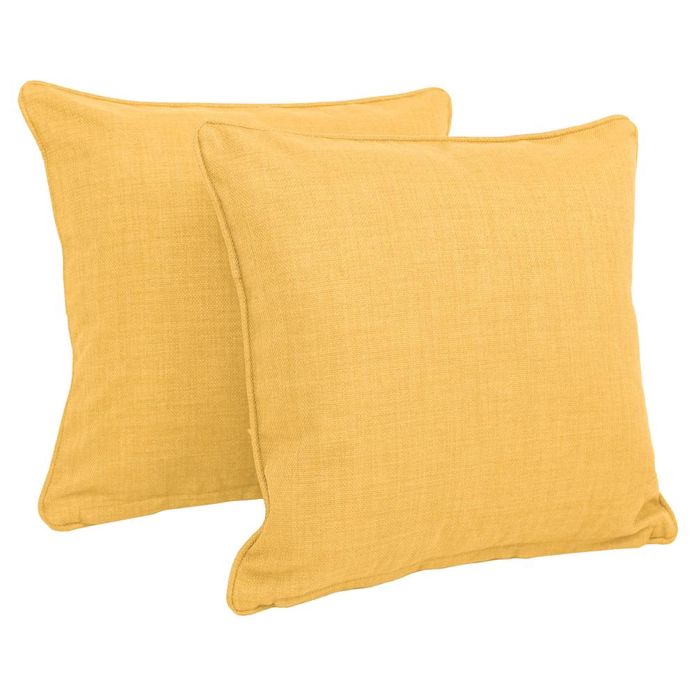 18-inch Double-corded Solid Outdoor Spun Polyester Square Throw Pillows with Inserts (Set of 2), Lemon. Picture 1