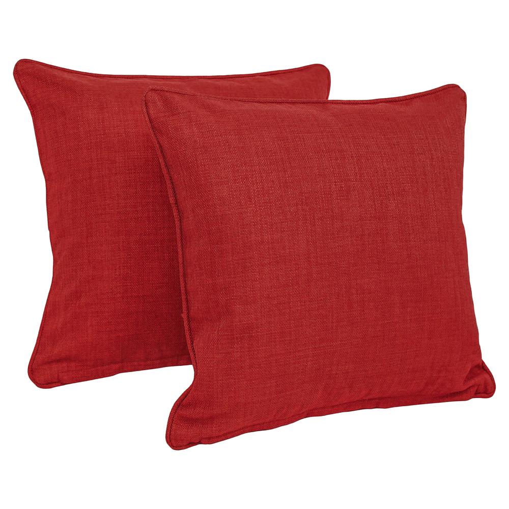 18-inch Double-corded Solid Outdoor Spun Polyester Square Throw Pillows with Inserts (Set of 2), Paprika. Picture 1