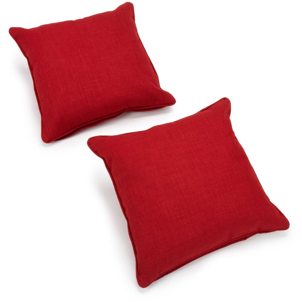 18-inch Double-corded Solid Outdoor Spun Polyester Square Throw Pillows with Inserts (Set of 2), Paprika. Picture 2