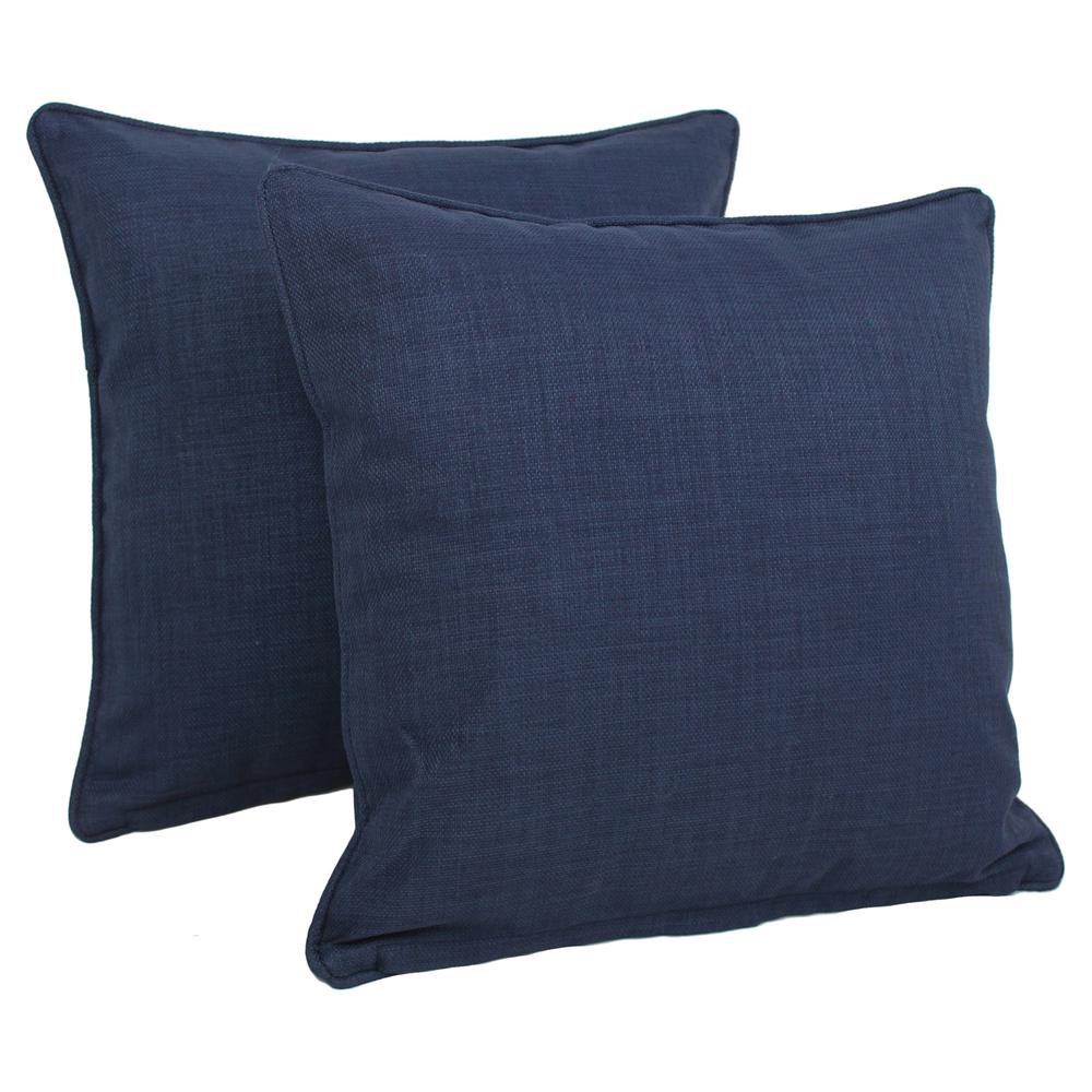 18-inch Double-corded Solid Outdoor Spun Polyester Square Throw Pillows with Inserts (Set of 2), Azul. Picture 1