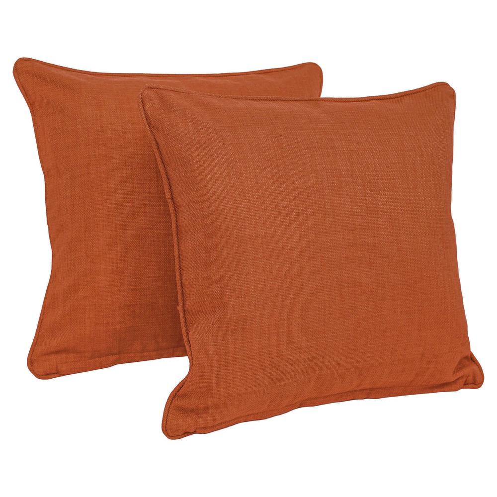 18-inch Double-corded Solid Outdoor Spun Polyester Square Throw Pillows with Inserts (Set of 2), Cinnamon. Picture 1
