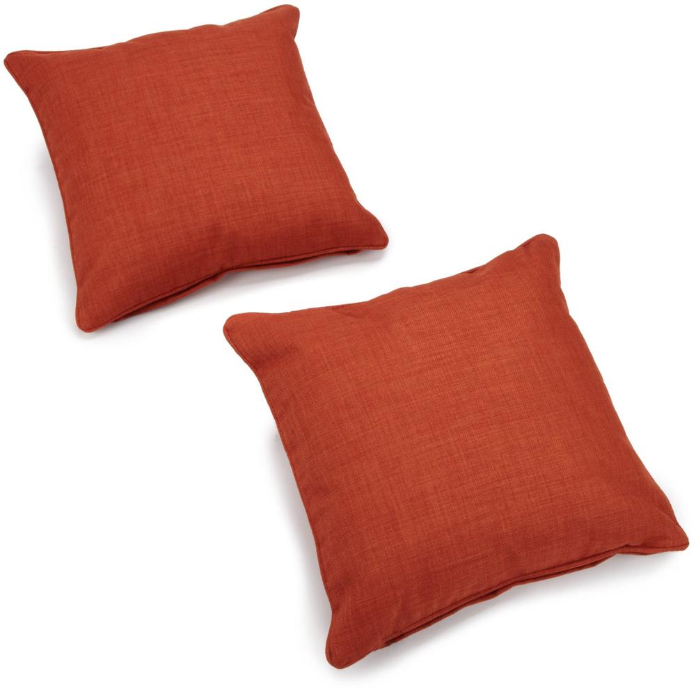 18-inch Double-corded Solid Outdoor Spun Polyester Square Throw Pillows with Inserts (Set of 2), Cinnamon. Picture 2