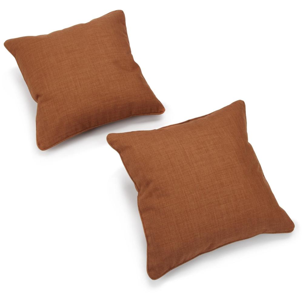 18-inch Double-corded Solid Outdoor Spun Polyester Square Throw Pillows with Inserts (Set of 2), Mocha. Picture 2