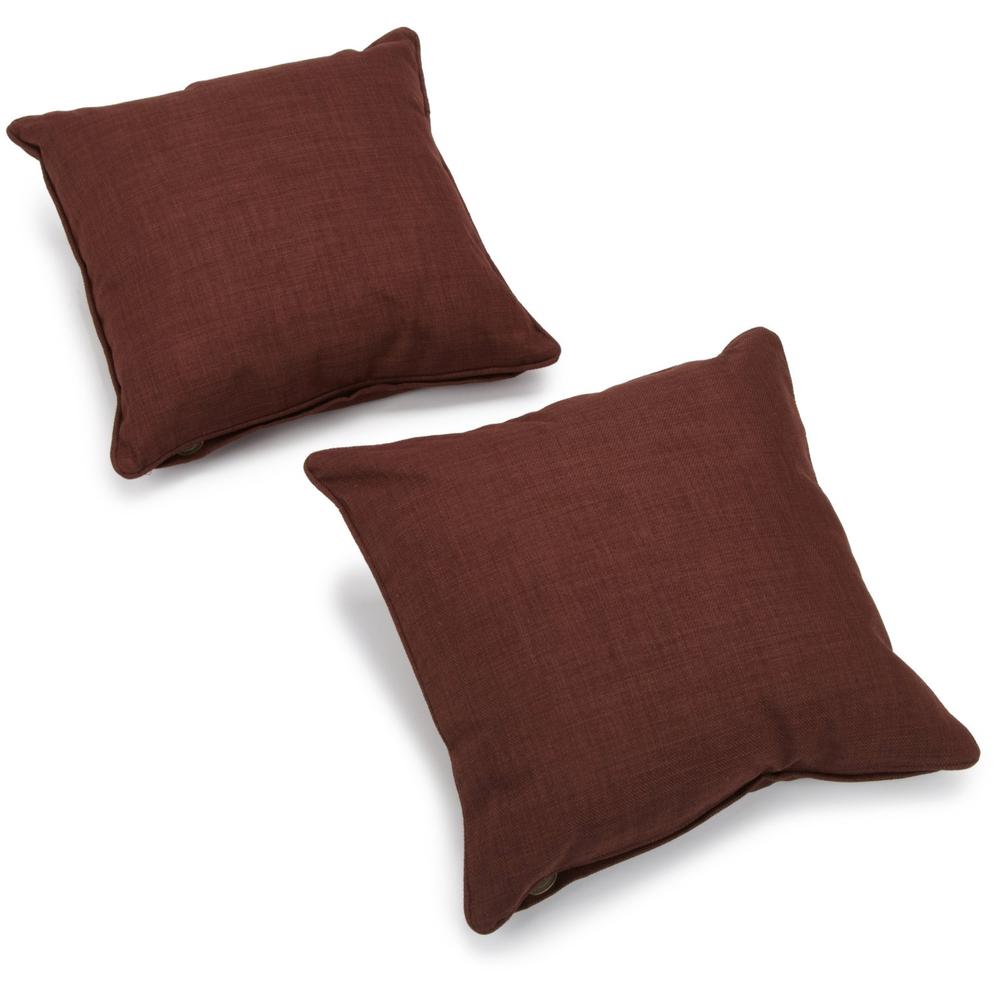 18-inch Double-corded Solid Outdoor Spun Polyester Square Throw Pillows with Inserts (Set of 2), Cocoa. Picture 2