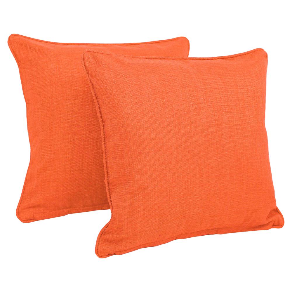 18-inch Double-corded Solid Outdoor Spun Polyester Square Throw Pillows with Inserts (Set of 2), Tangerine Dream. Picture 1