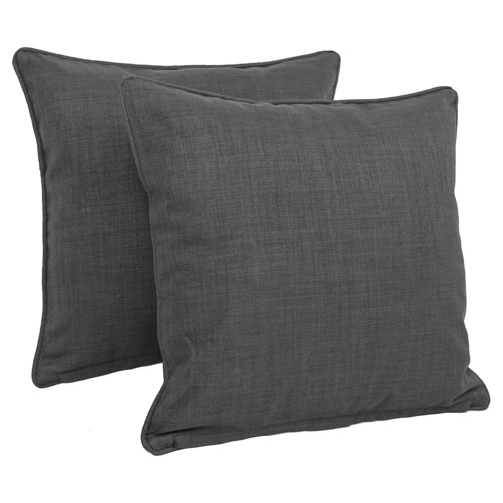 18-inch Double-corded Solid Outdoor Spun Polyester Square Throw Pillows with Inserts (Set of 2), Cool Gray. Picture 1
