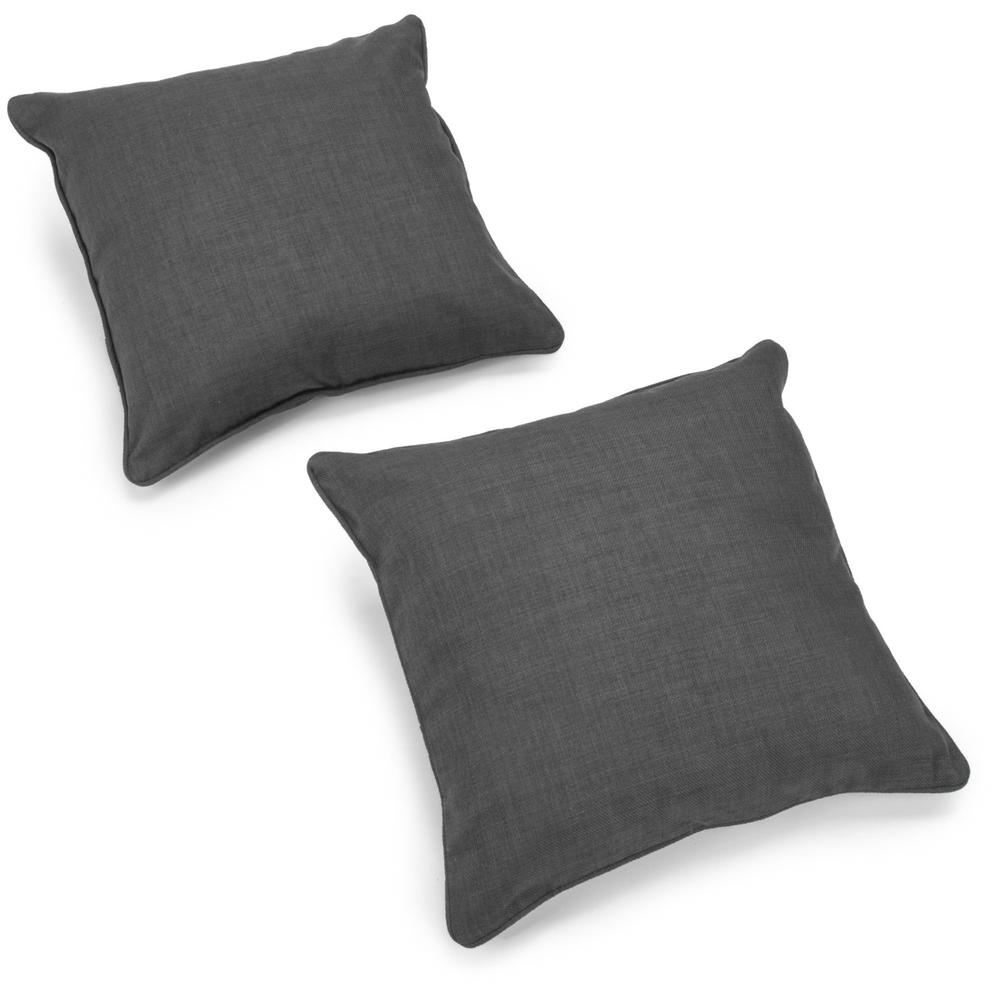 18-inch Double-corded Solid Outdoor Spun Polyester Square Throw Pillows with Inserts (Set of 2), Cool Gray. Picture 2