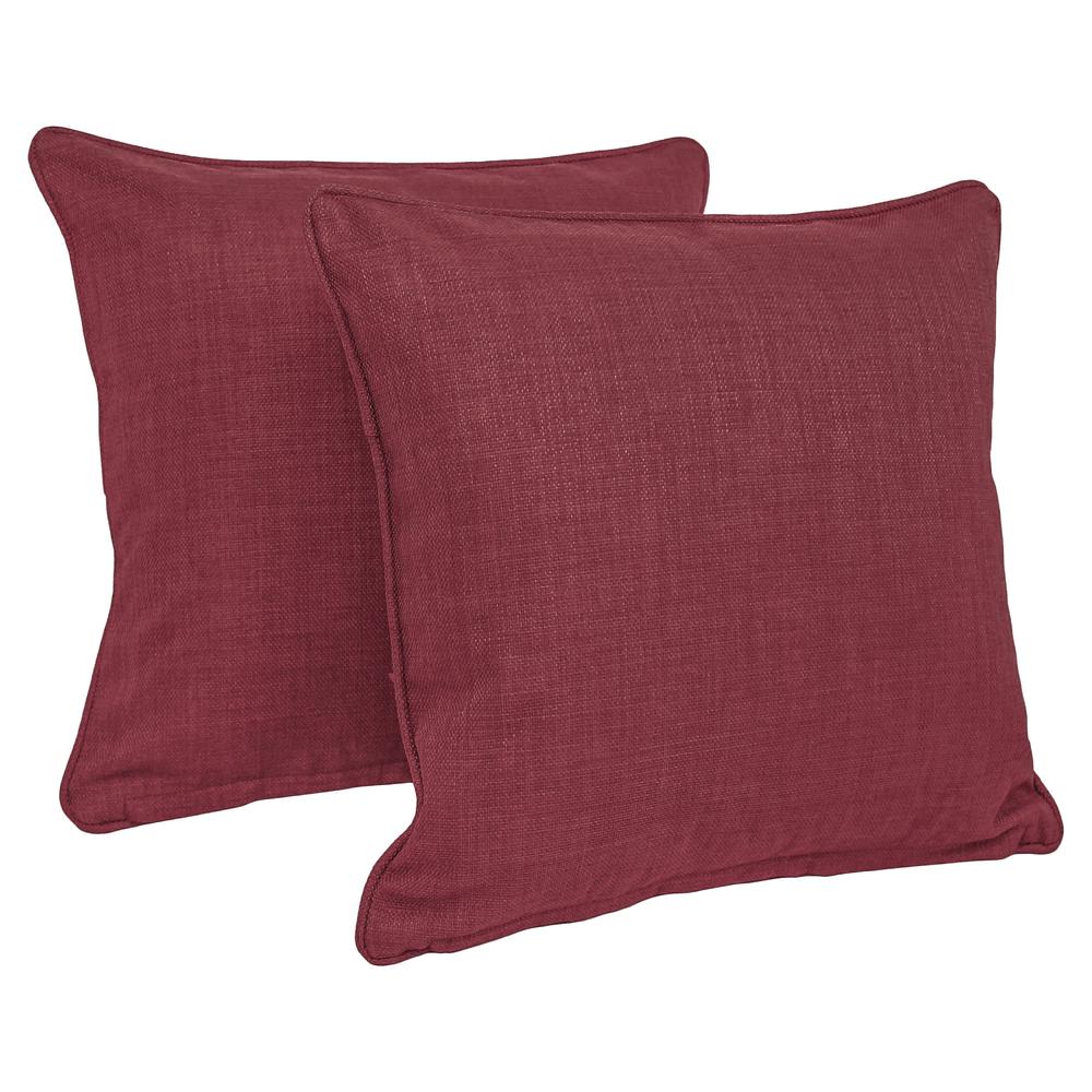 18-inch Double-corded Solid Outdoor Spun Polyester Square Throw Pillows with Inserts (Set of 2), Merlot. Picture 1