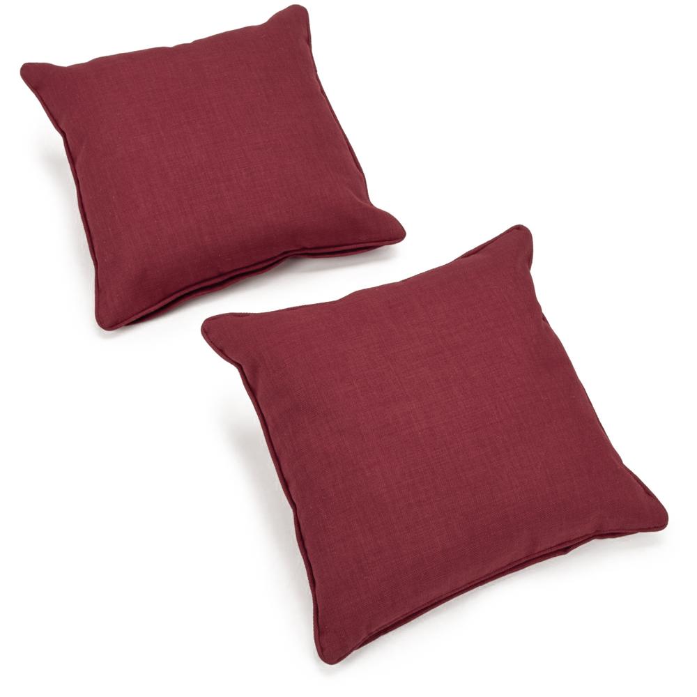 18-inch Double-corded Solid Outdoor Spun Polyester Square Throw Pillows with Inserts (Set of 2), Merlot. Picture 2