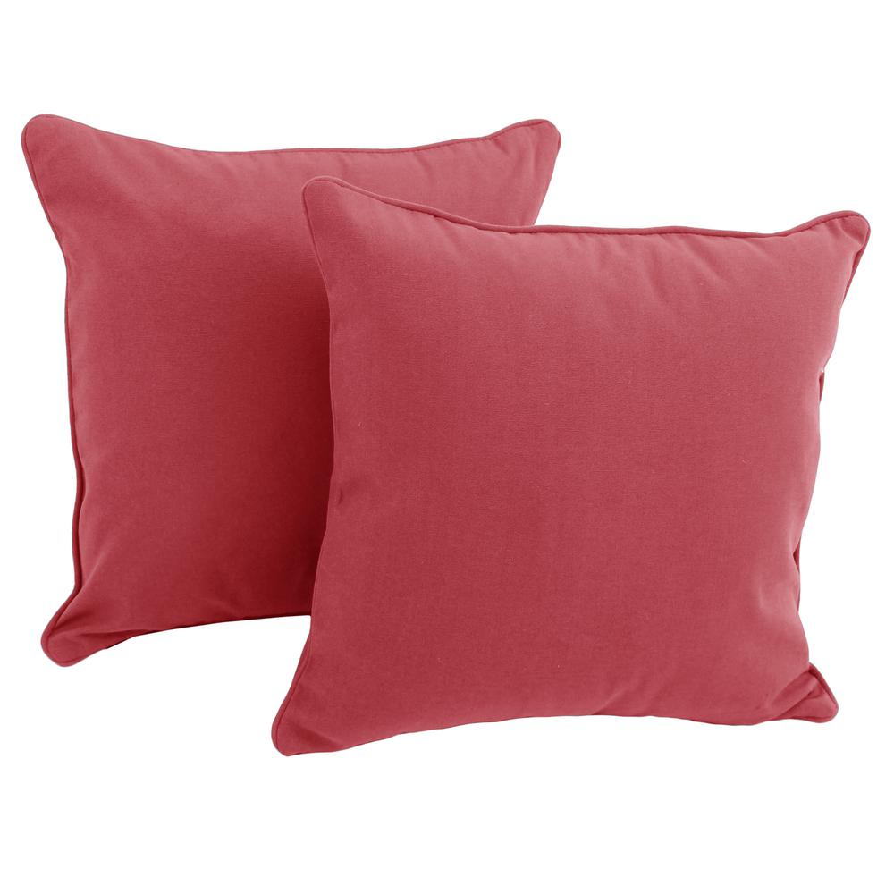 18-inch Double-corded Solid Twill Square Throw Pillows with Inserts (Set of 2), Bery Berry. Picture 1