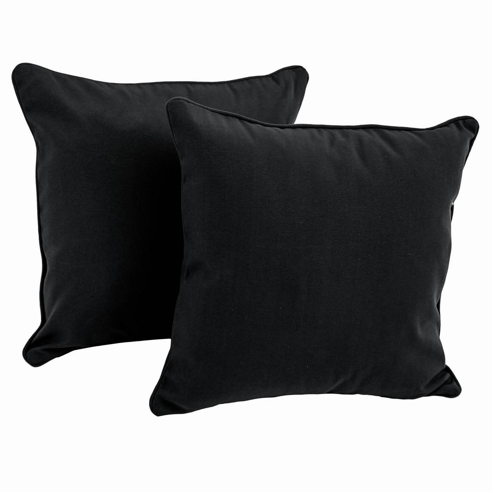 18-inch Double-corded Solid Twill Square Throw Pillows with Inserts (Set of 2) 9810-CD-S2-TW-BK. Picture 1