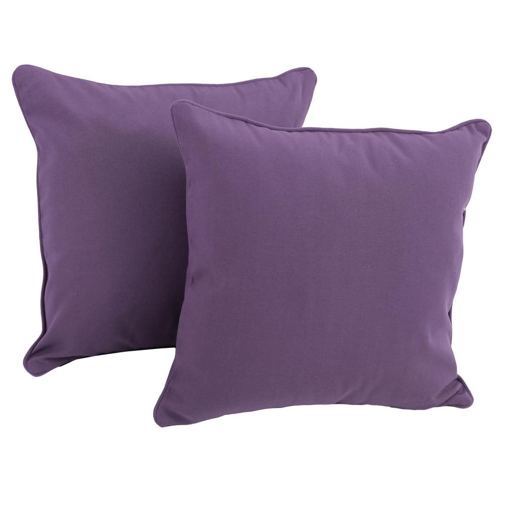 18-inch Double-corded Solid Twill Square Throw Pillows with Inserts (Set of 2) 9810-CD-S2-TW-GP. Picture 1
