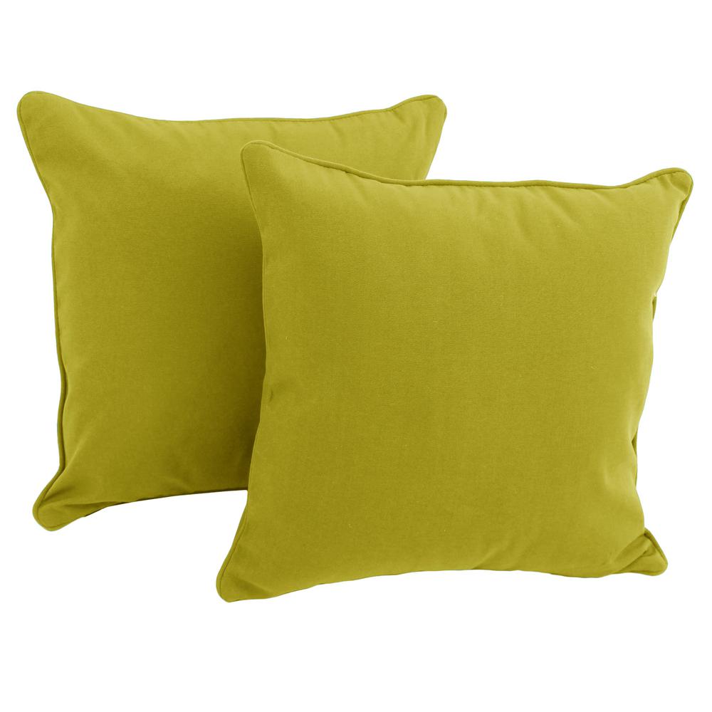18-inch Double-corded Solid Twill Square Throw Pillows with Inserts (Set of 2), Mojito Lime. Picture 1
