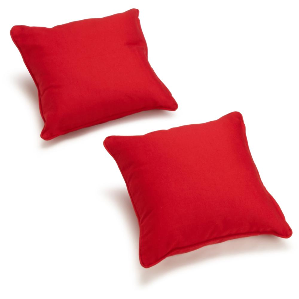 18-inch Double-corded Solid Twill Square Throw Pillows with Inserts (Set of 2) 9810-CD-S2-TW-RD. Picture 1