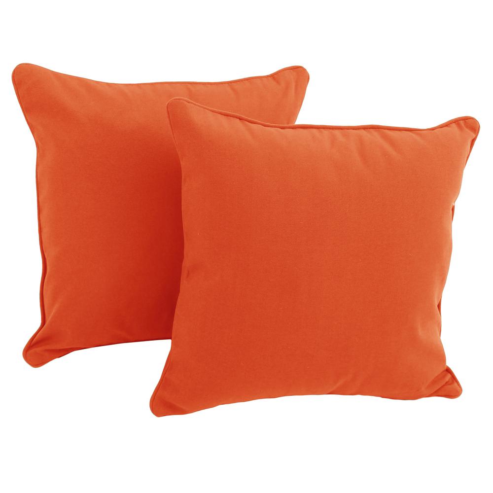 18-inch Double-corded Solid Twill Square Throw Pillows with Inserts (Set of 2), Tangerine Dream. Picture 1