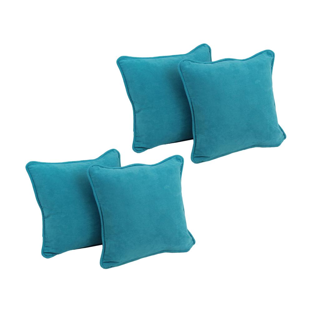 18-inch Double-corded Solid Microsuede Square Throw Pillows with Inserts (Set of 4) 9810-CD-S4-MS-AB. Picture 1