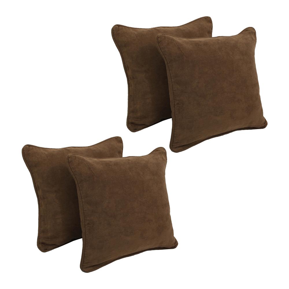18-inch Double-corded Solid Microsuede Square Throw Pillows with Inserts (Set of 4) 9810-CD-S4-MS-CH. Picture 1