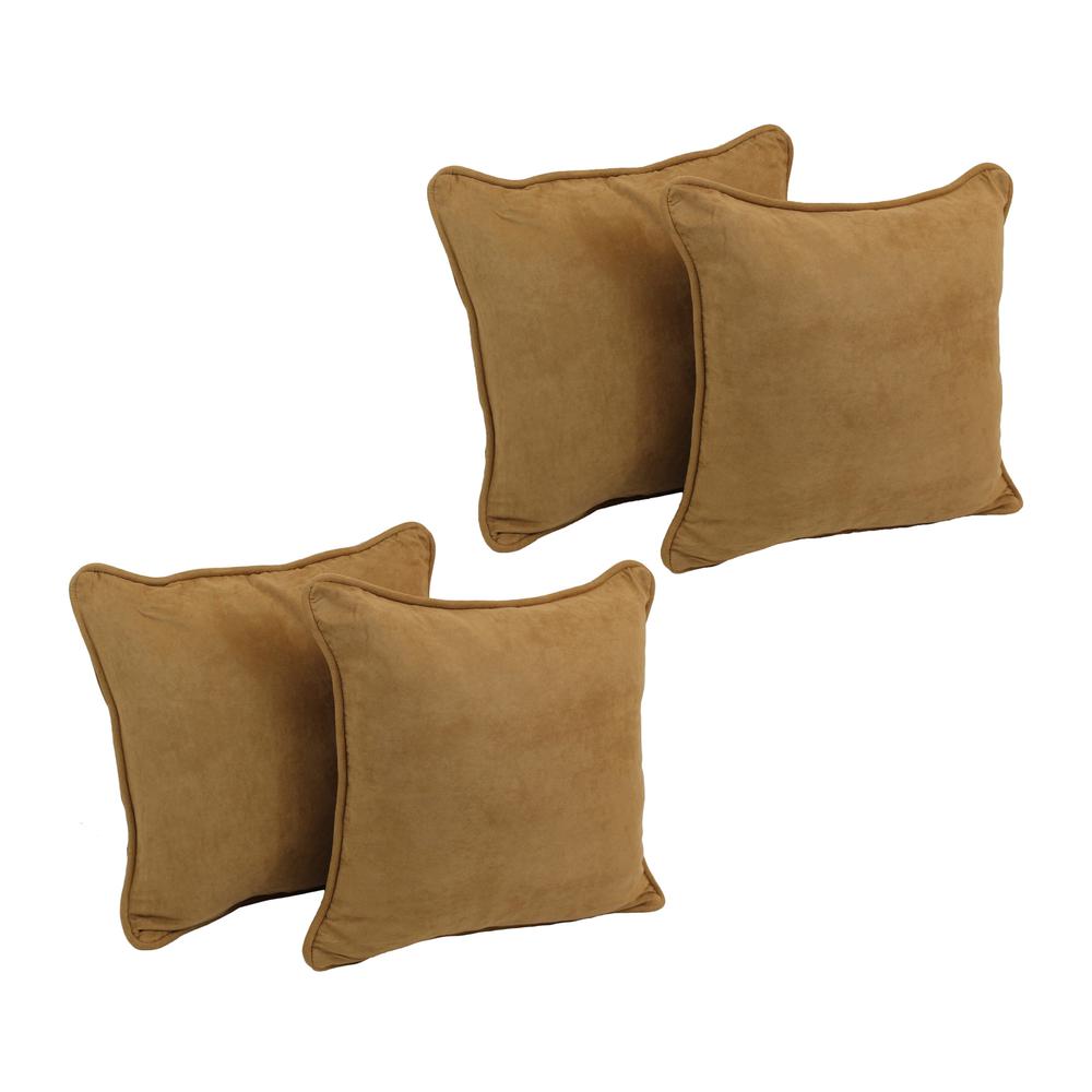 18-inch Double-corded Solid Microsuede Square Throw Pillows with Inserts (Set of 4) 9810-CD-S4-MS-CM. Picture 1