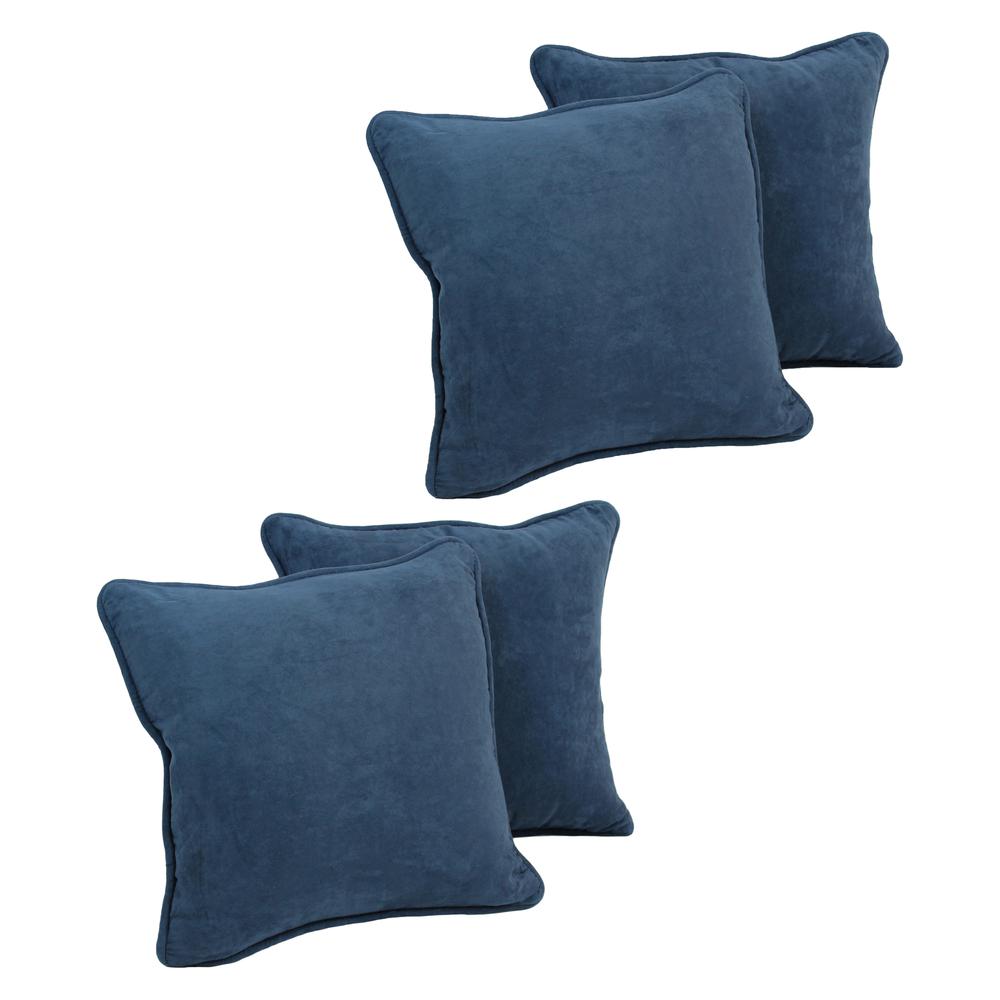 18-inch Double-corded Solid Microsuede Square Throw Pillows with Inserts (Set of 4) 9810-CD-S4-MS-IN. Picture 1